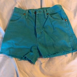 Vintage turquoise wrangler shorts